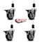 Service Caster 4'' Black Poly Swivel 1-1/2'' Expanding Stem Caster Set with Brake, 4PK SCC-EX20S414-PPUB-BLK-PLB-112-4 - alternate 4